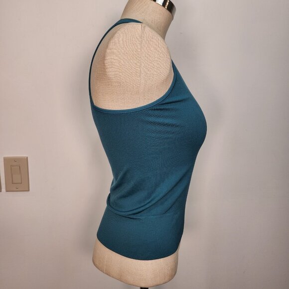 Athleta NWT Aurora Tank M Teal Blue Fitted Ribbed Seamless Activewear Breathable - Picture 4 of 11